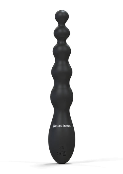 Zwarte Hidden Desire anale vibrator met afgeronde bulten en logo onderaan