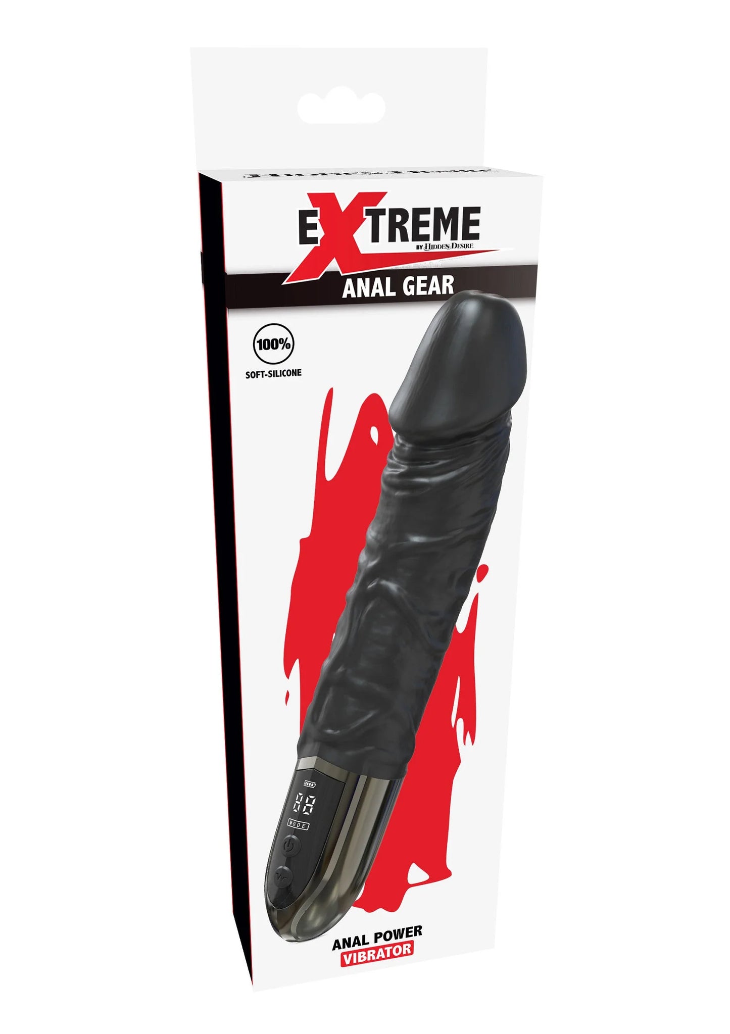 Verpakking met zwarte anale vibrator Extreme Anal Gear en productillustratie