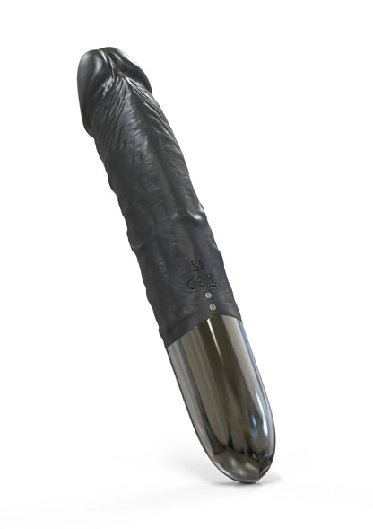 Zwarte vibrerende anale vibrator met glanzend metalen uiteinde