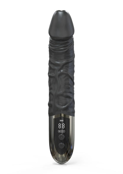Zwarte anale vibrator met ronde kop en digitaal bedieningsdisplay