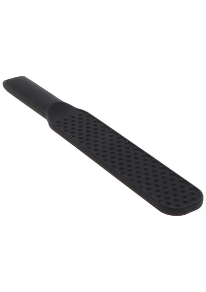 Zwarte stekelpaddle, schuine close-up; noppenstructuur op het blad