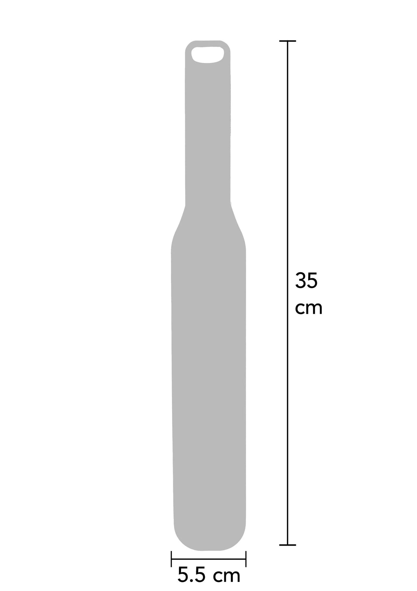 Zwarte stekelpaddle, 35 cm lang en 5,5 cm breed; noppen op het blad