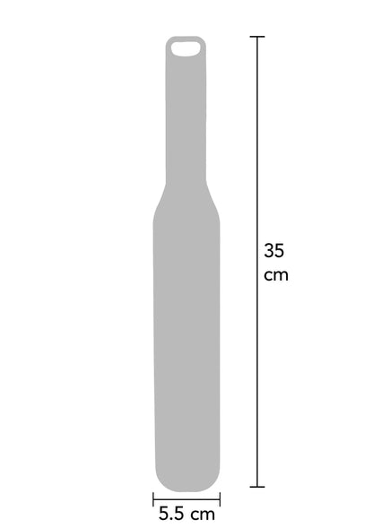 Zwarte stekelpaddle, 35 cm lang en 5,5 cm breed; noppen op het blad