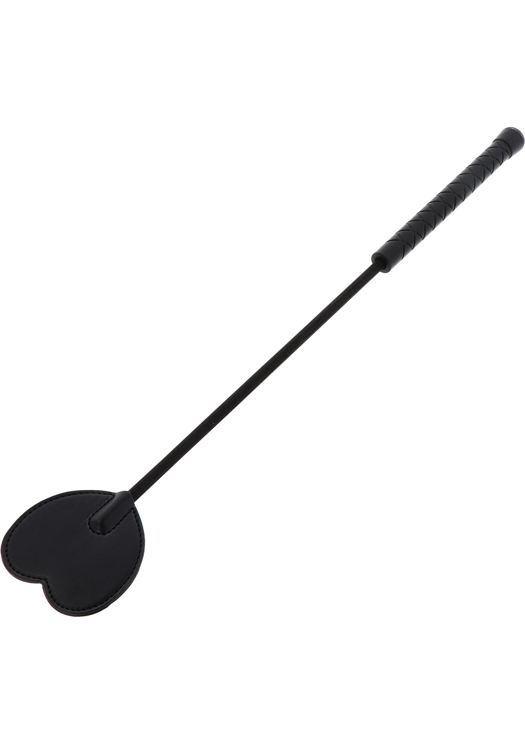 Zwarte zweep met hartvormige klopper en lange steel