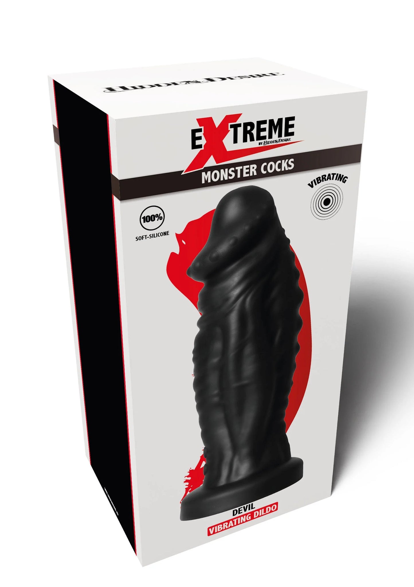 Verpakking van Hidden Desire Extreme vibrerende monster-dildo met zwarte dildo