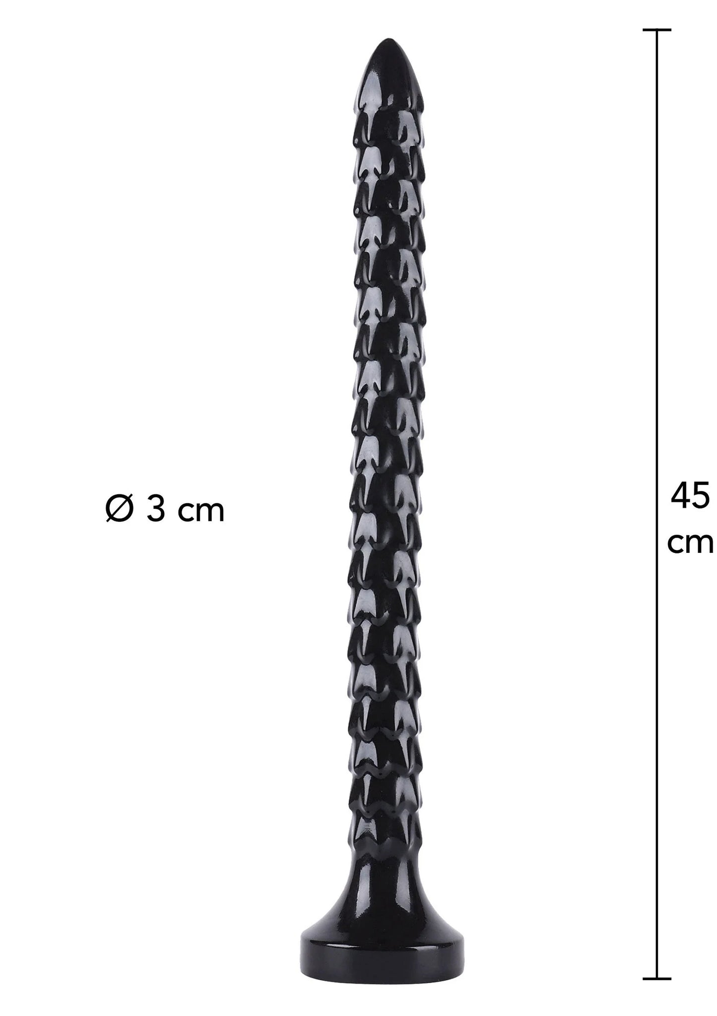Anale plug met slangenachtige schubben, zwarte kleur, Ø 3 cm, 45 cm.