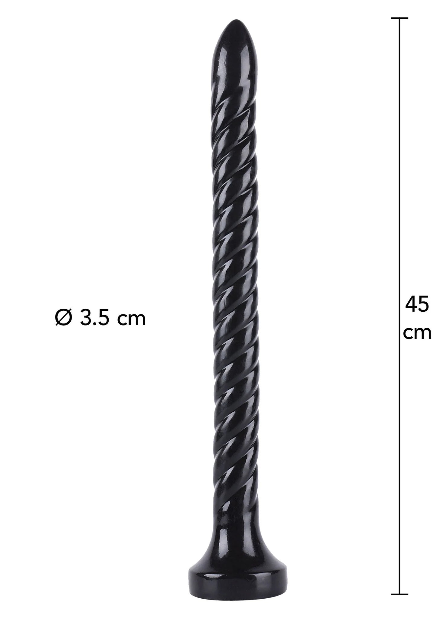 Zwarte anale plug met spiraalstructuur; Ø 3,5 cm en ca. 45 cm