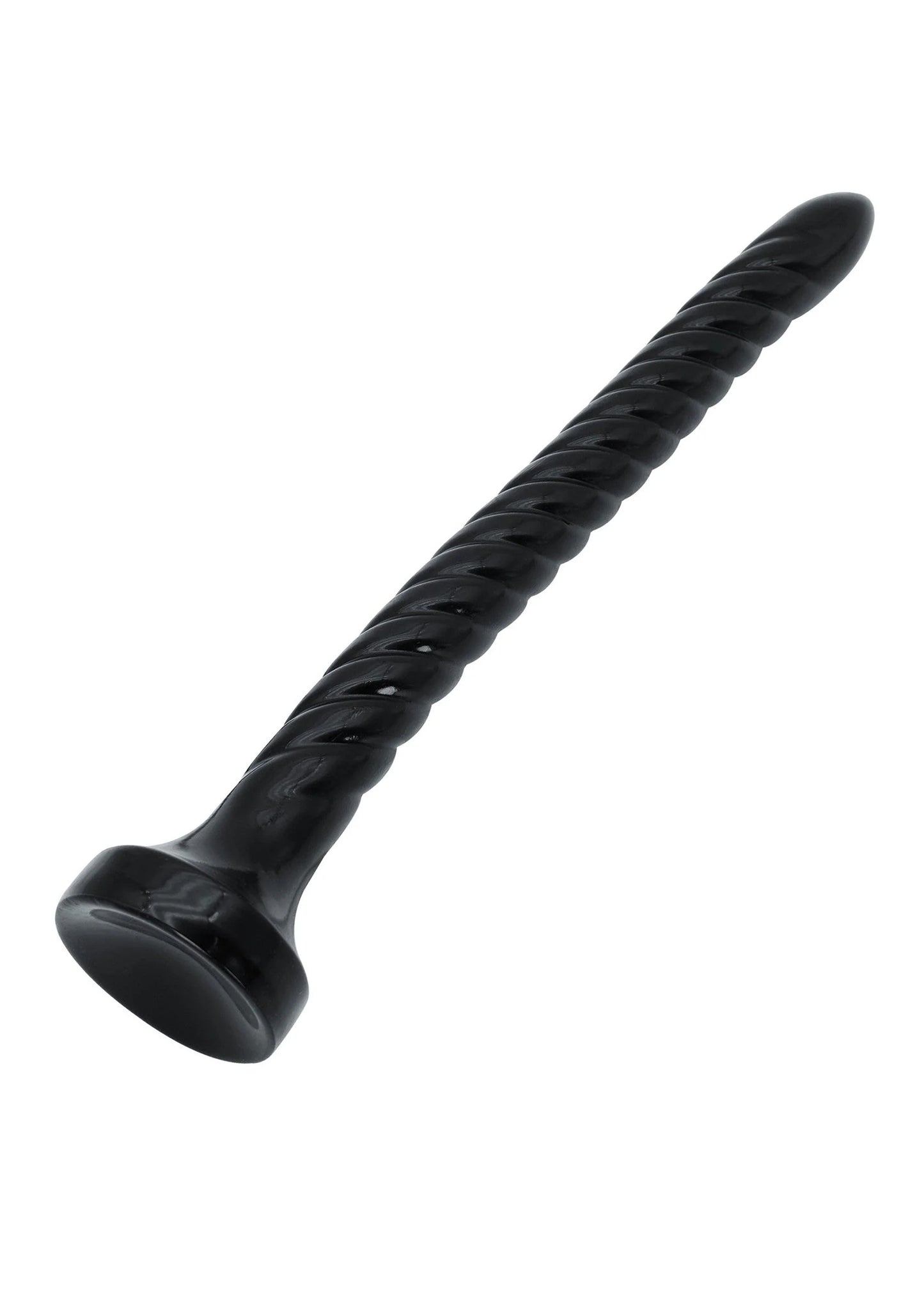 Zwarte anale plug met spiraalvormige steel en afgeronde voet