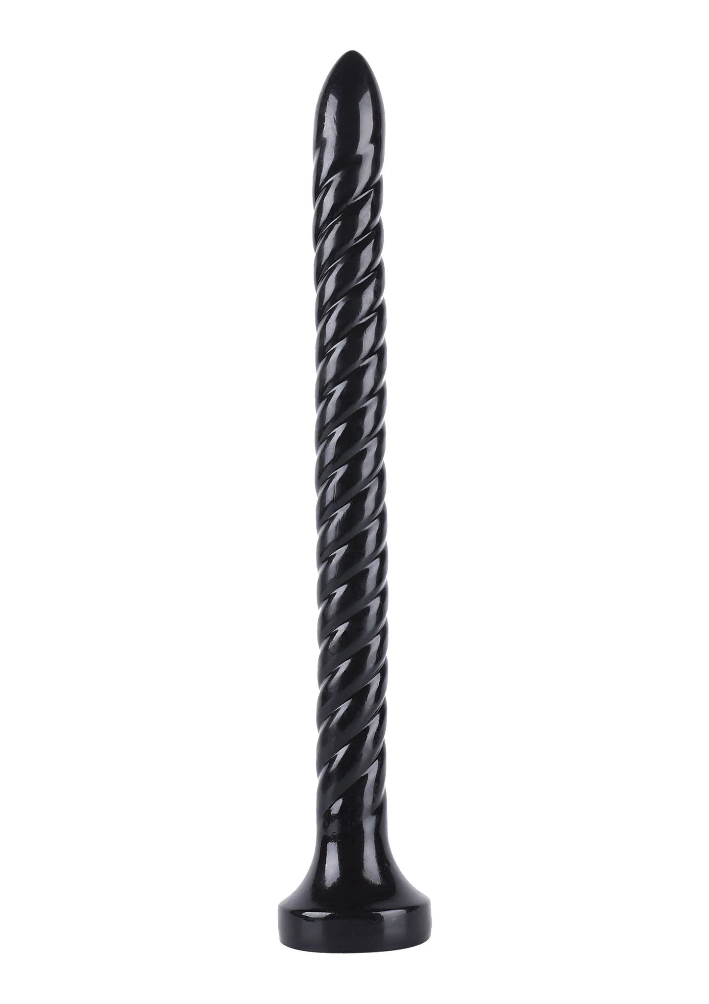 Zwarte anale plug met spiraalvormige steel en platte voet