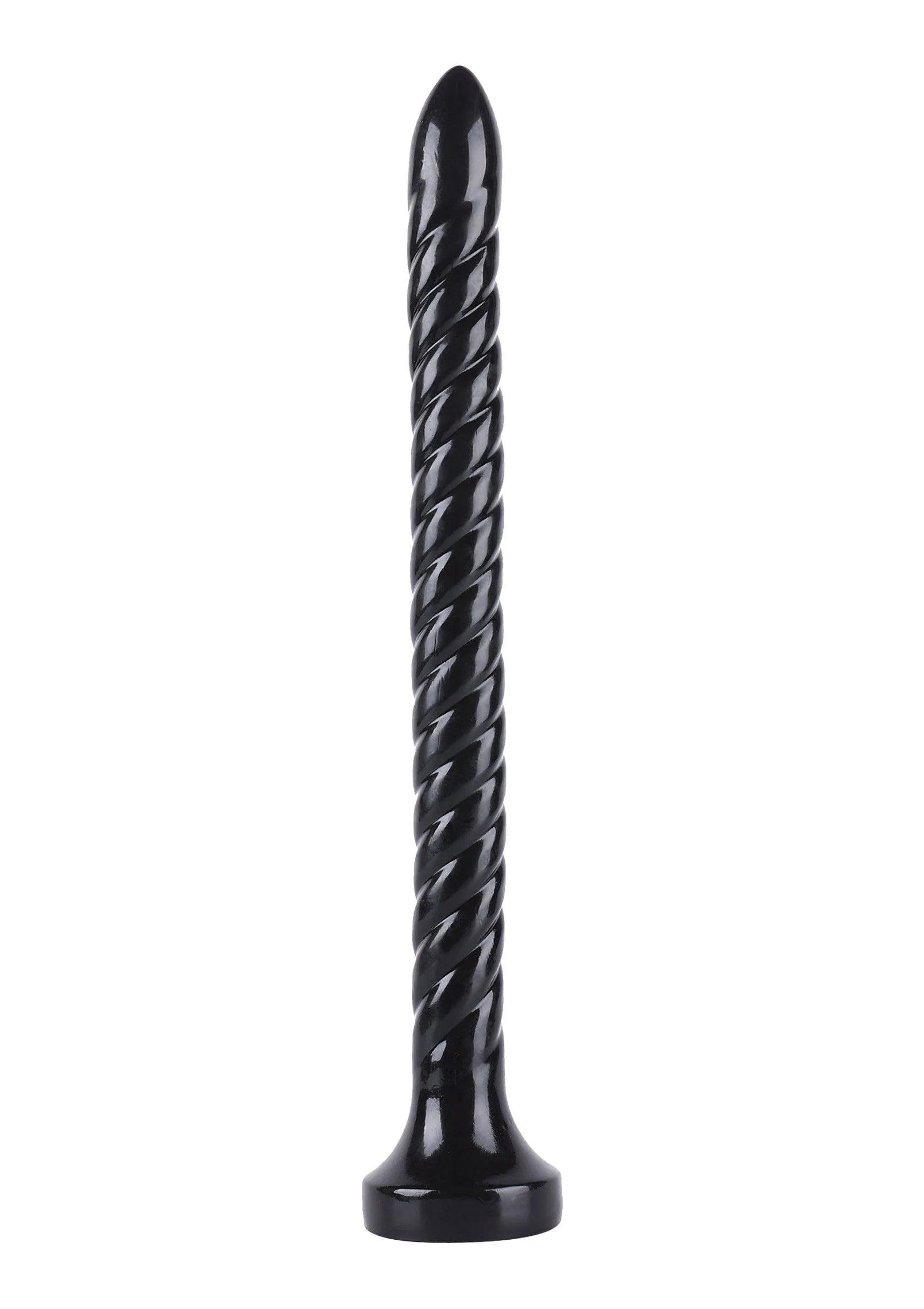 Zwarte anale plug met spiraalvormige steel en platte voet