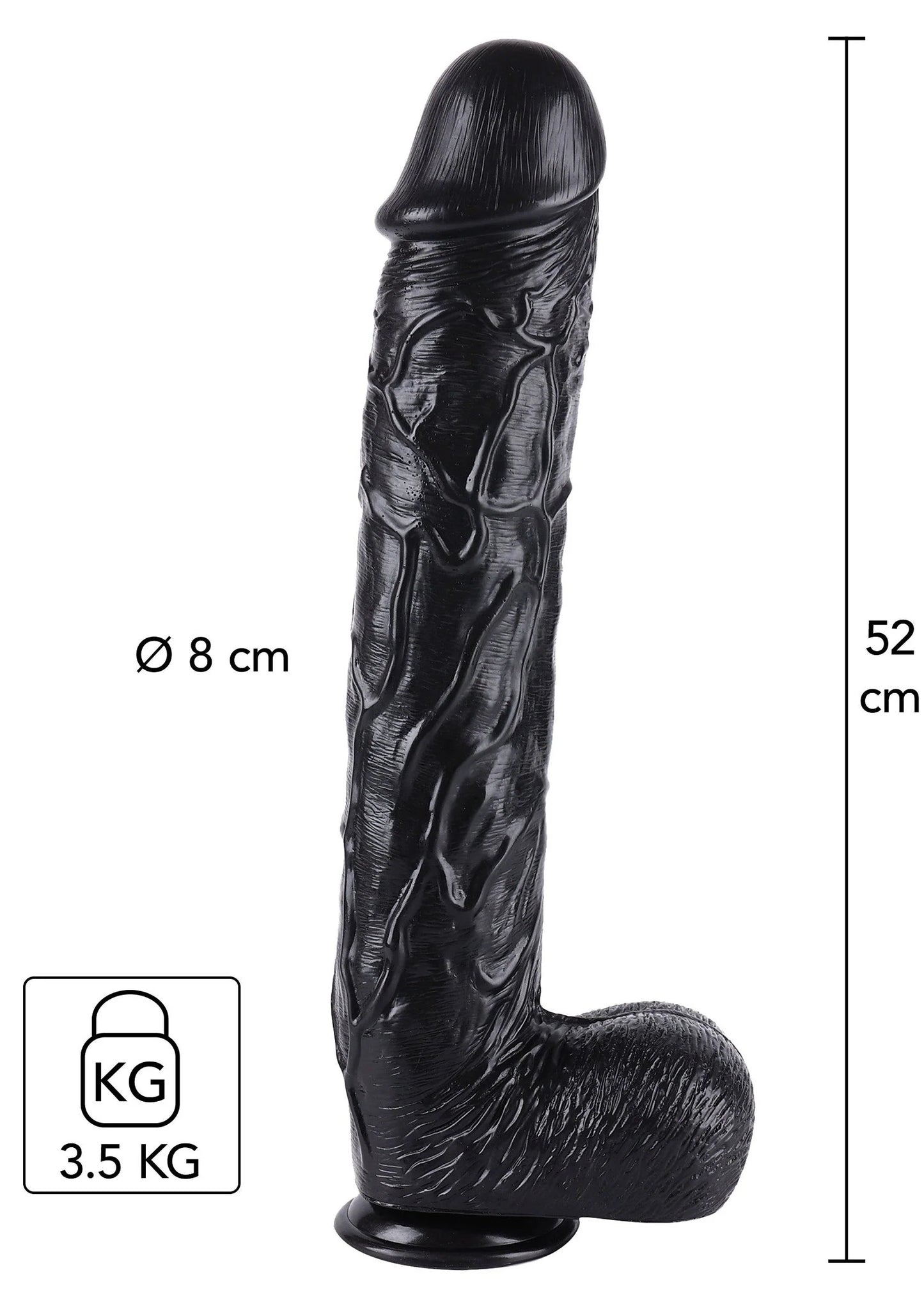 Hidden Desire dildo, zwart; maatindicatie 52 cm, Ø 8 cm en 3,5 kg