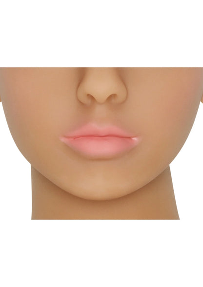 Naakte sekspop close-up van mond met roze lippen