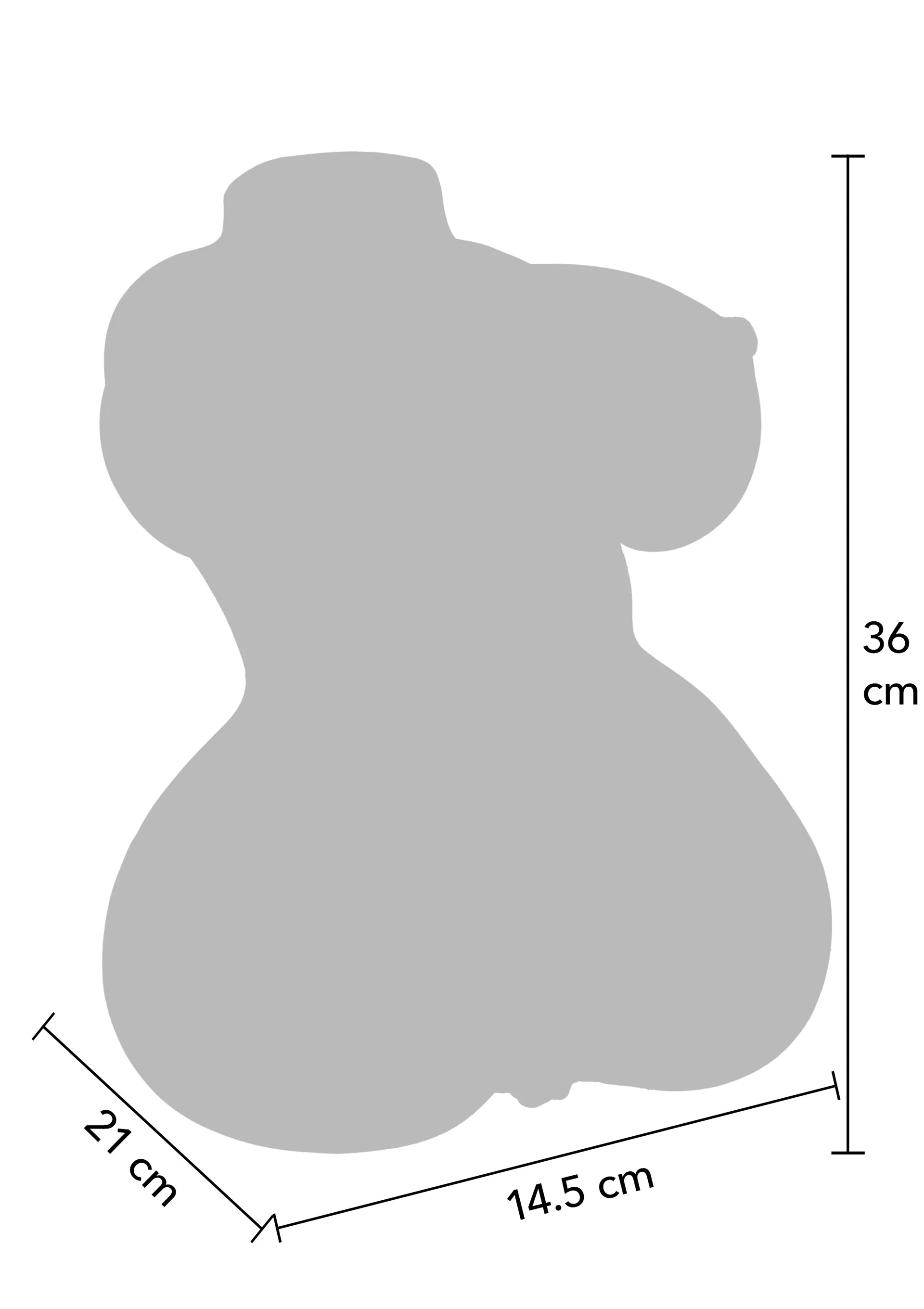 Silhouet van naakte sekstorso lichtbeige: ca. 36 cm hoog, 14,5 cm breed.