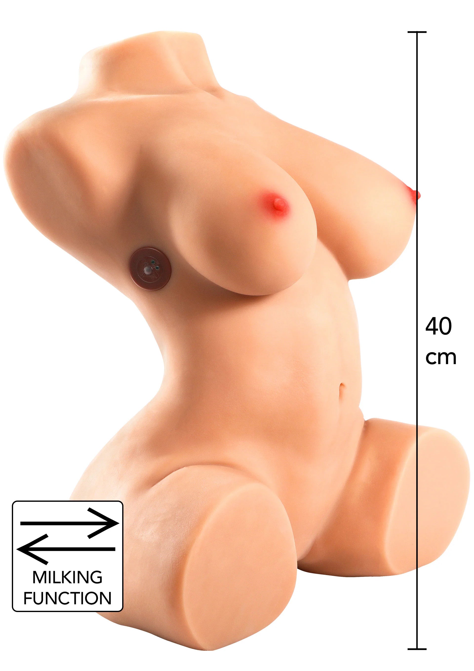 Realistische seksspeeltje torso met milkingfunctie, 22 kg, met maatlijn 40 cm