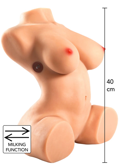 Realistische seksspeeltje torso met milkingfunctie, 22 kg, met maatlijn 40 cm