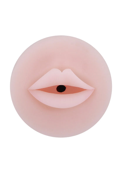 Huidskleurige ronde mondopening met lippen en zwarte ovale opening