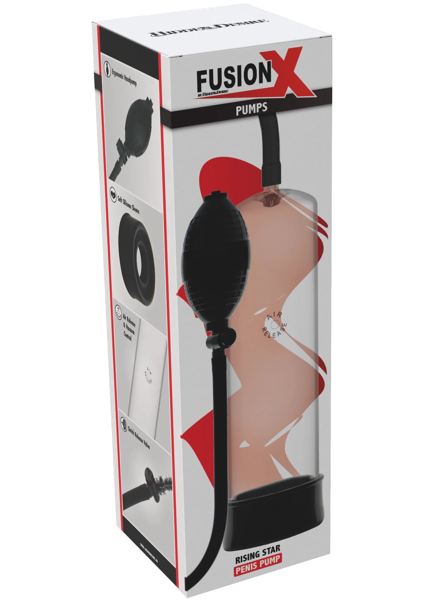 Verpakkingsdoos FusionX penispomp met afbeelding en transparant venster
