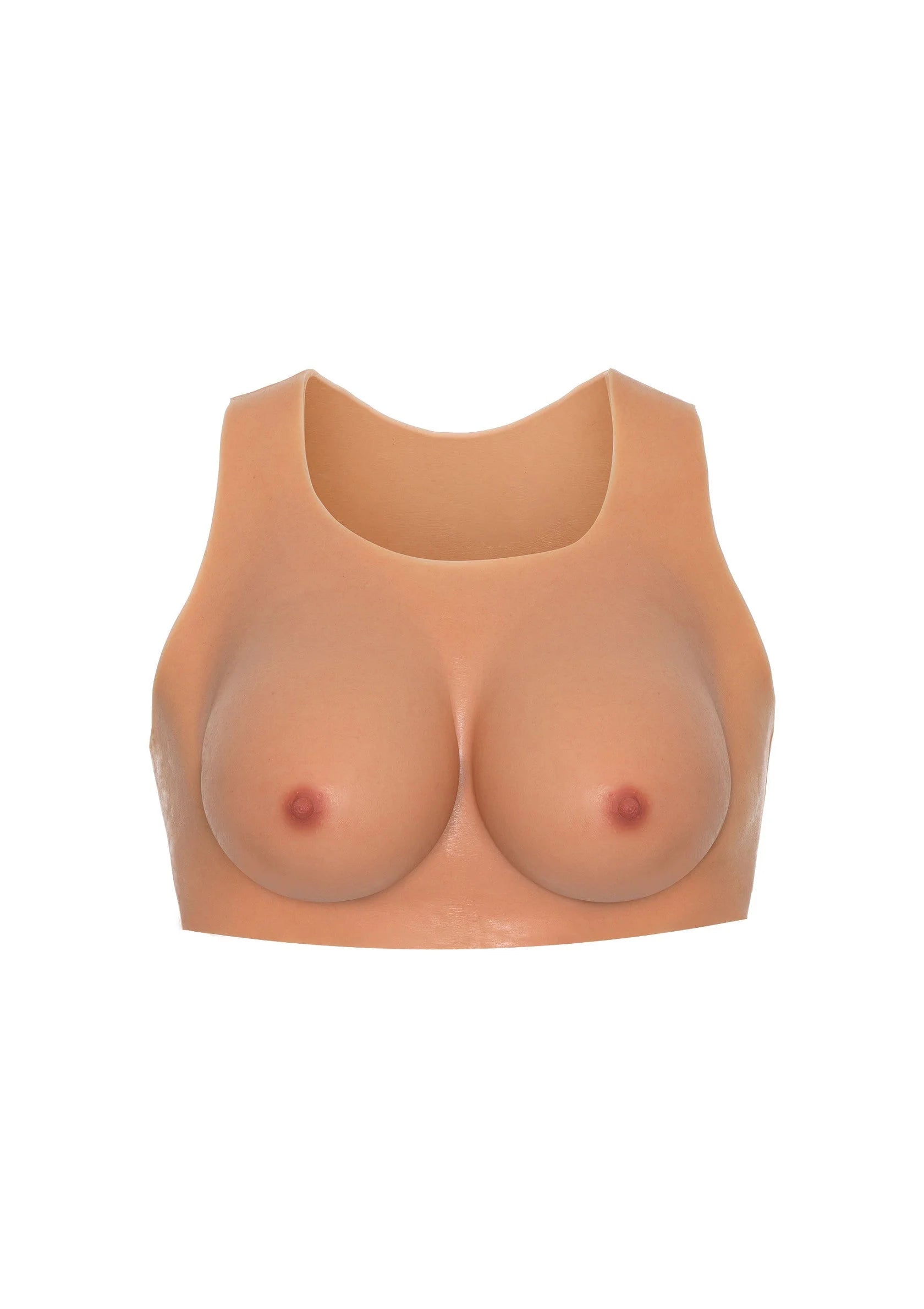 Beige borsttopje met U-hals en afgeronde cups