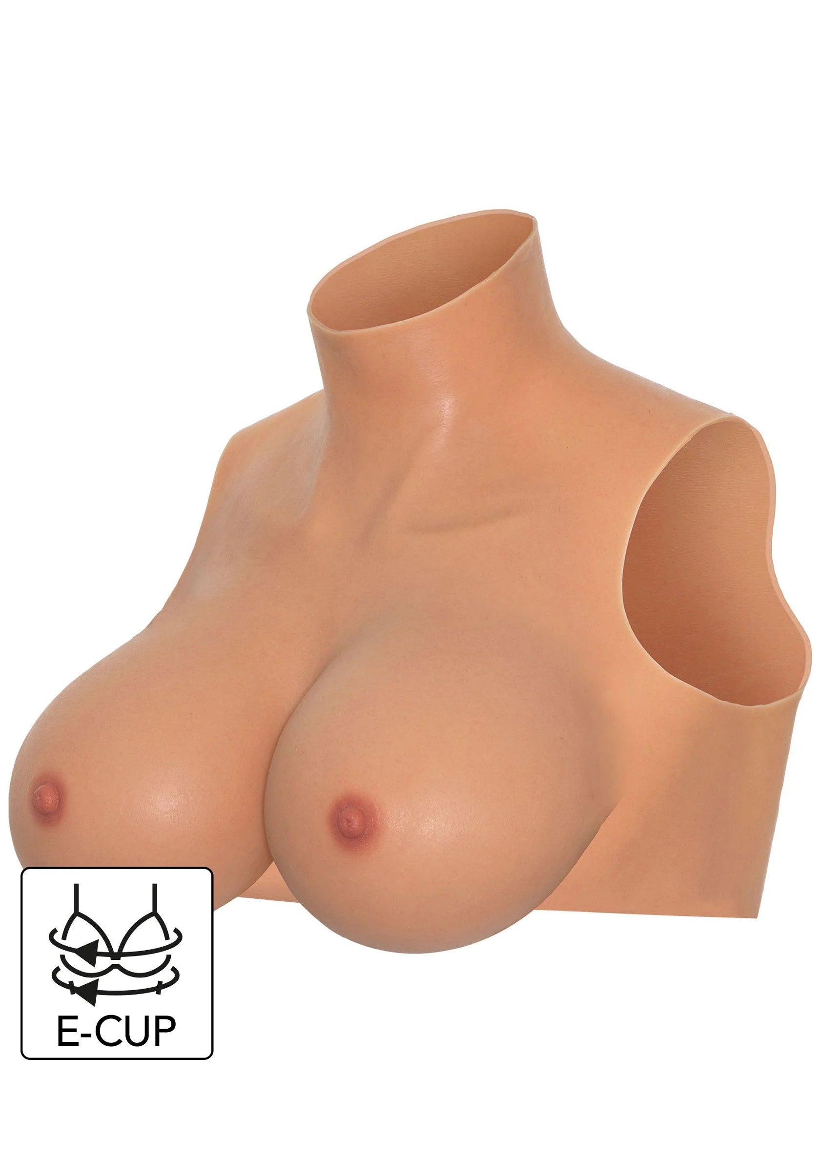 Draagbare crop top met hoge hals, beige nude, E-cup pictogram