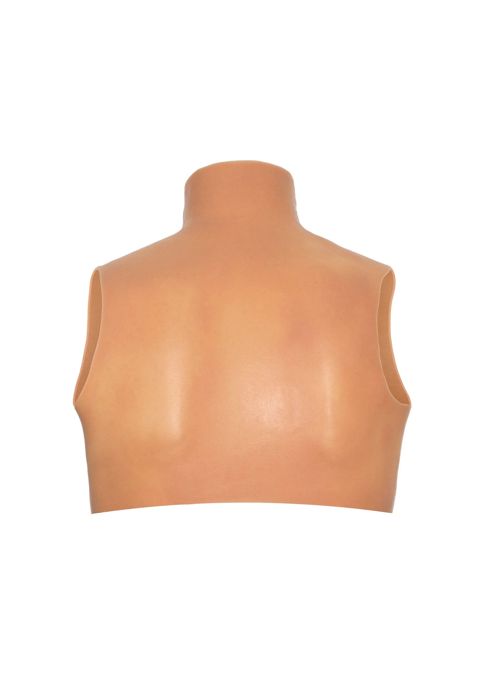 Beige crop top met hoge hals en brede rug