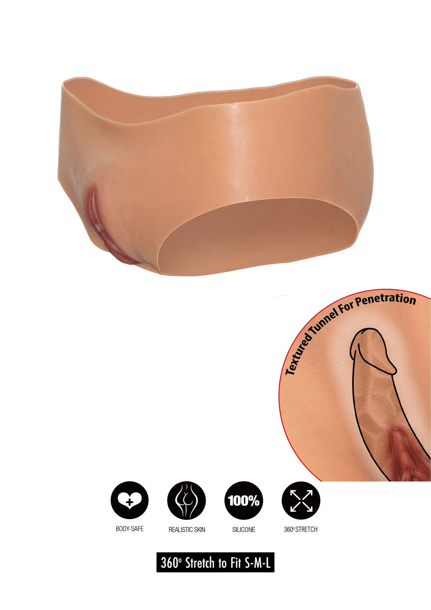 Huidskleurige openkruis slip met lage taille, zijaanzicht met materiaalicons