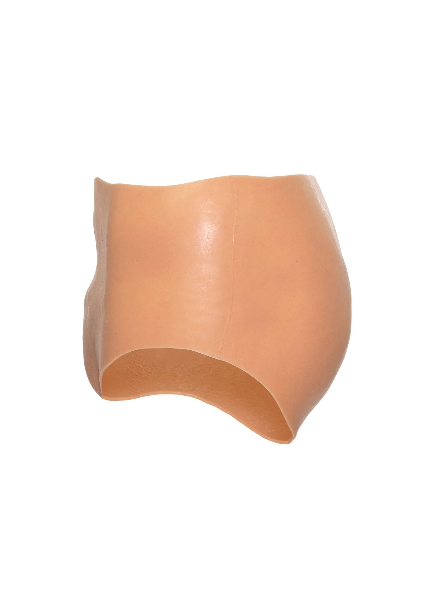 Hoge taille open vagina-slip, nude kleur, zijaanzicht met open uitsnede