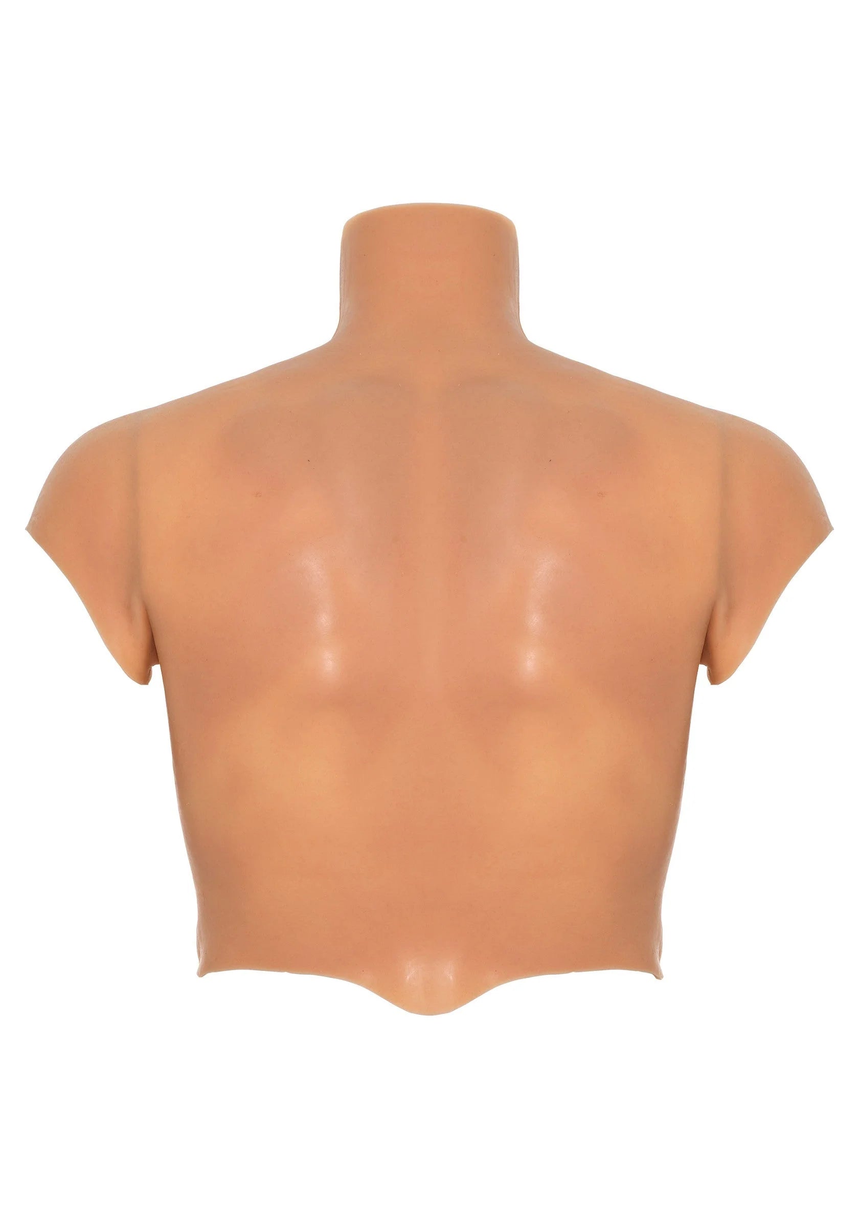 Siliconen torso-inzet met hals- en armsgaten, huidkleurig, met middennaad aan de rug