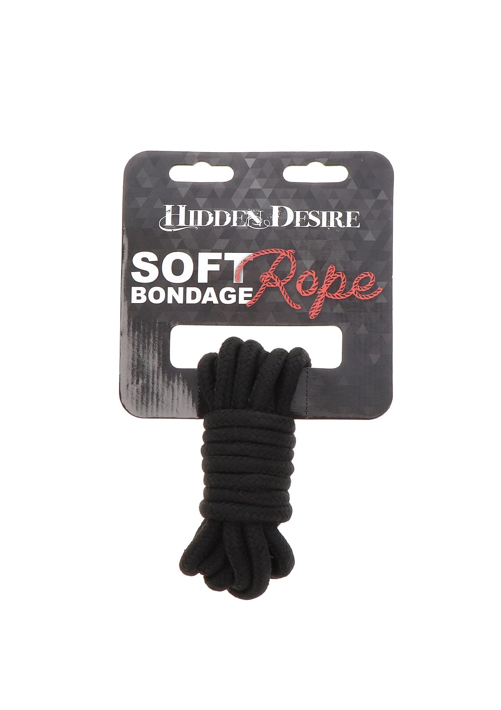 Bondagekoord (Hidden Desire) op kaart, zwart opgerolde touwlus