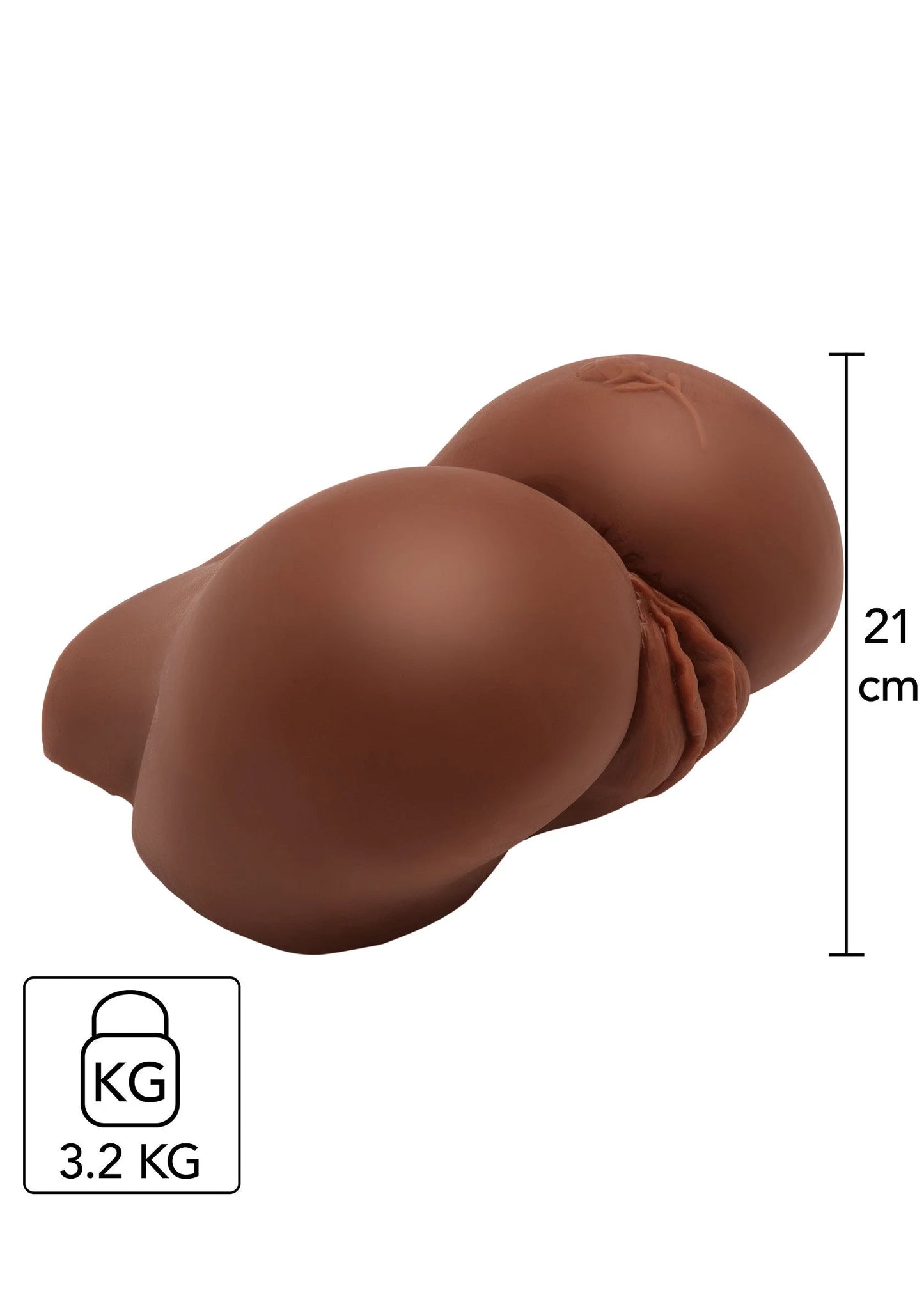 Bruine masturbeerhulp met afmetingen 21 cm en 3,2 kg-gewichtsaanduiding