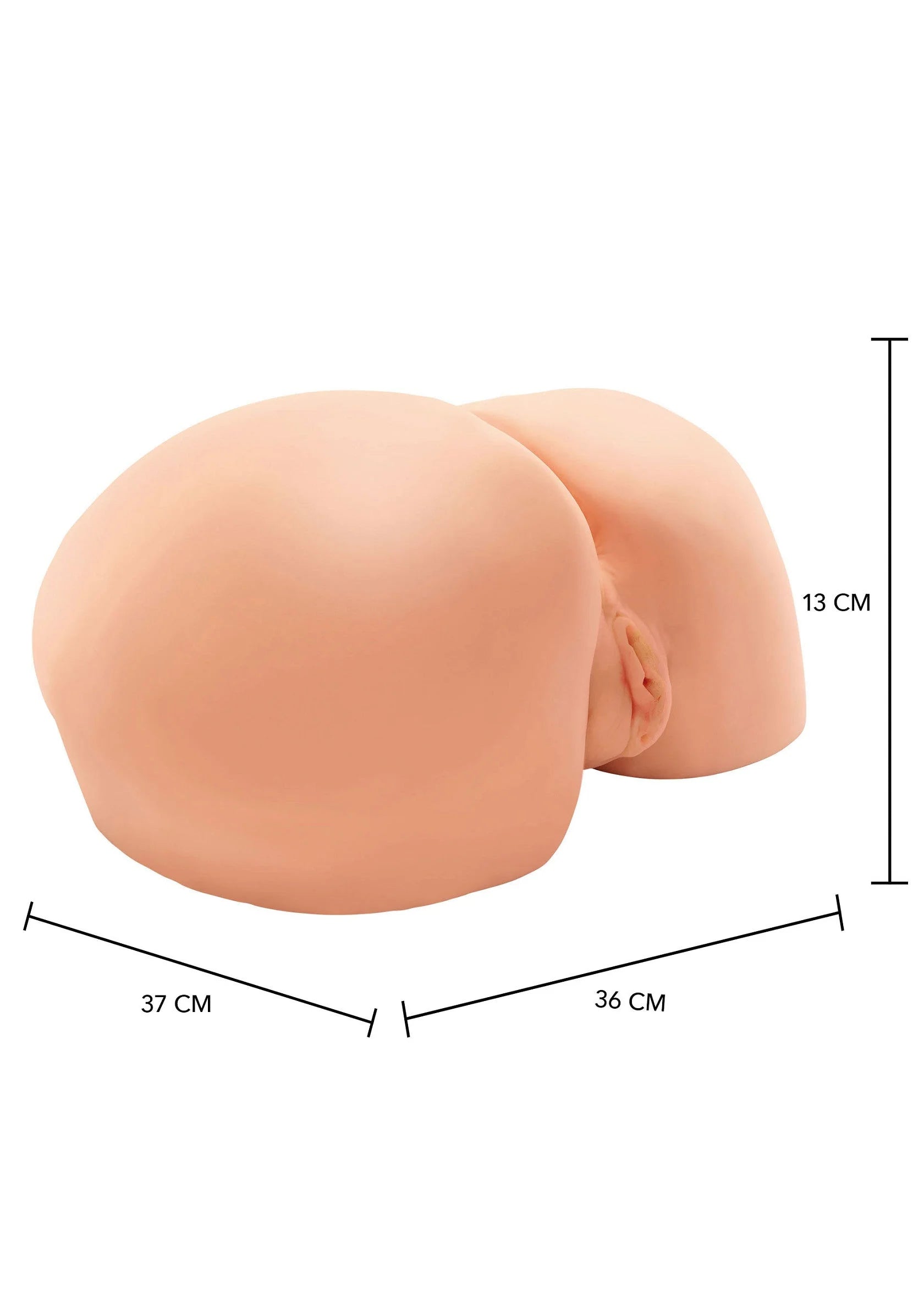 Vibrerende masturbator zijaanzicht, beige, 13 cm hoogte en 37 cm breedte