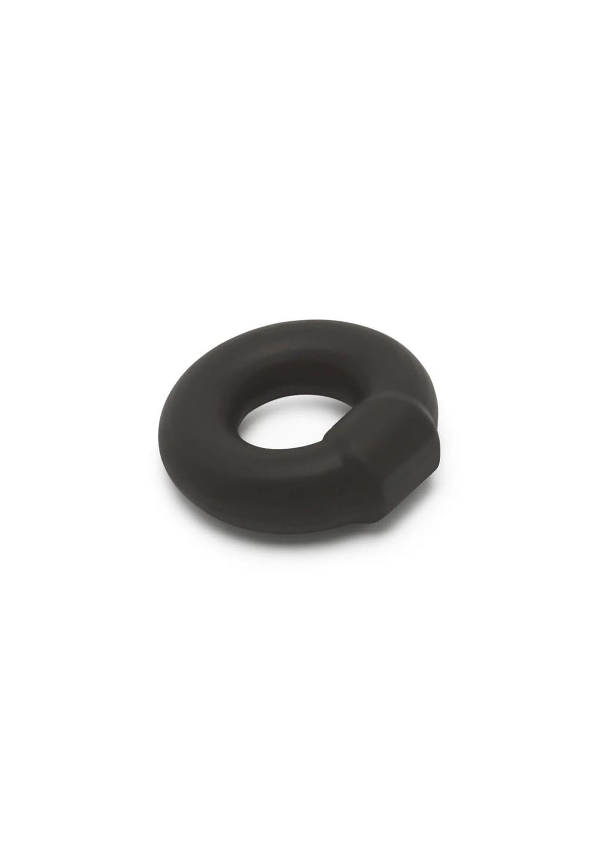 Zachte siliconen C-ring stud, zwart, korte ring met open midden