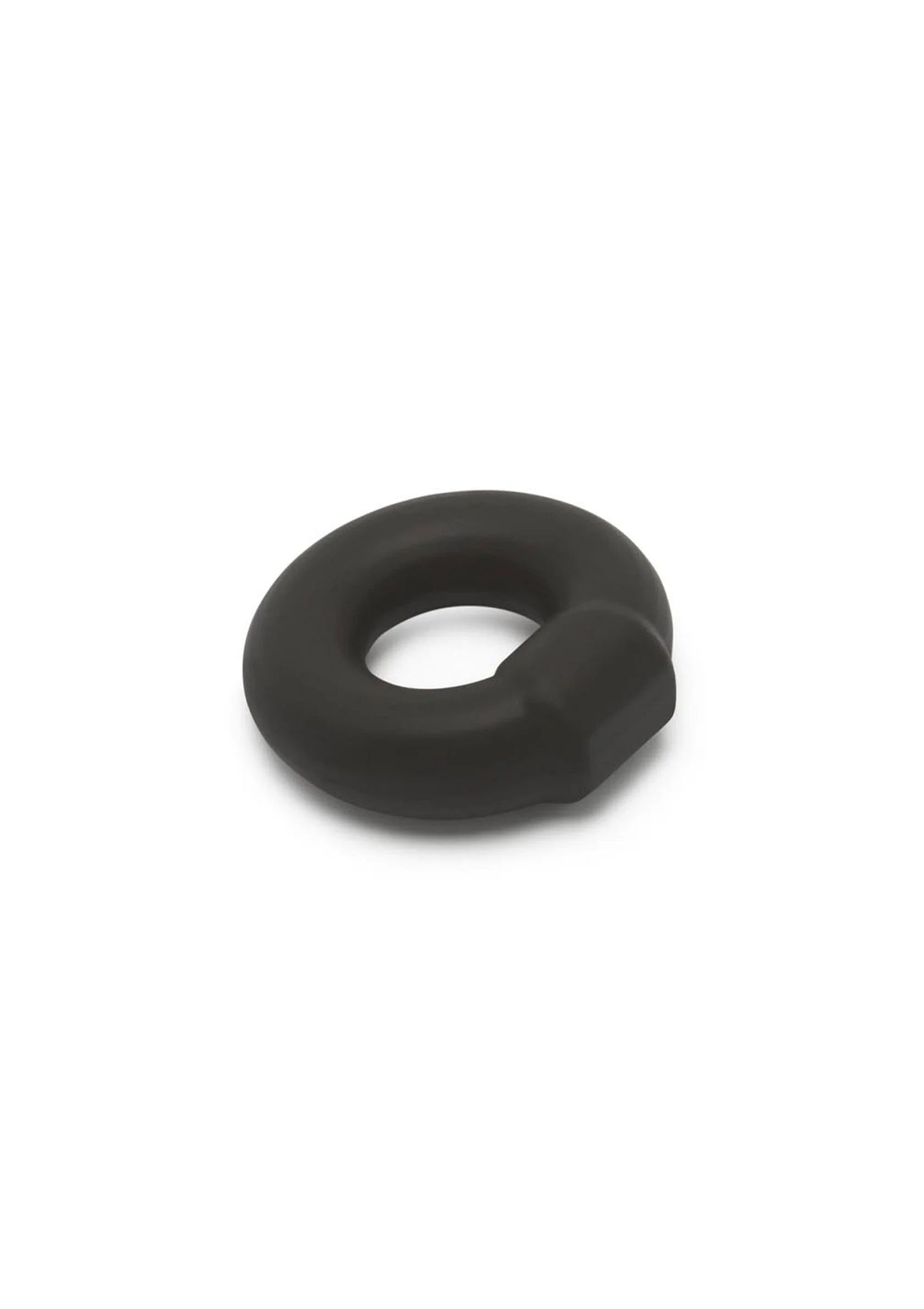 Zachte siliconen C-ring stud, zwart, korte ring met open midden
