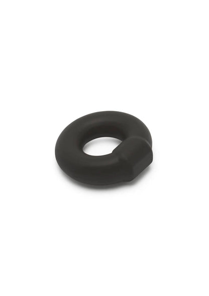 Zachte siliconen C-ring stud, zwart, korte ring met open midden