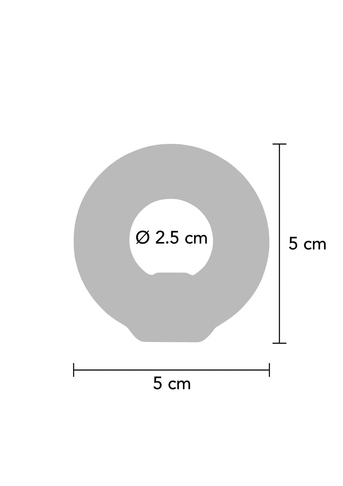 Zwarte siliconen C-ring stud, maat 5 cm, opening ø 2,5 cm