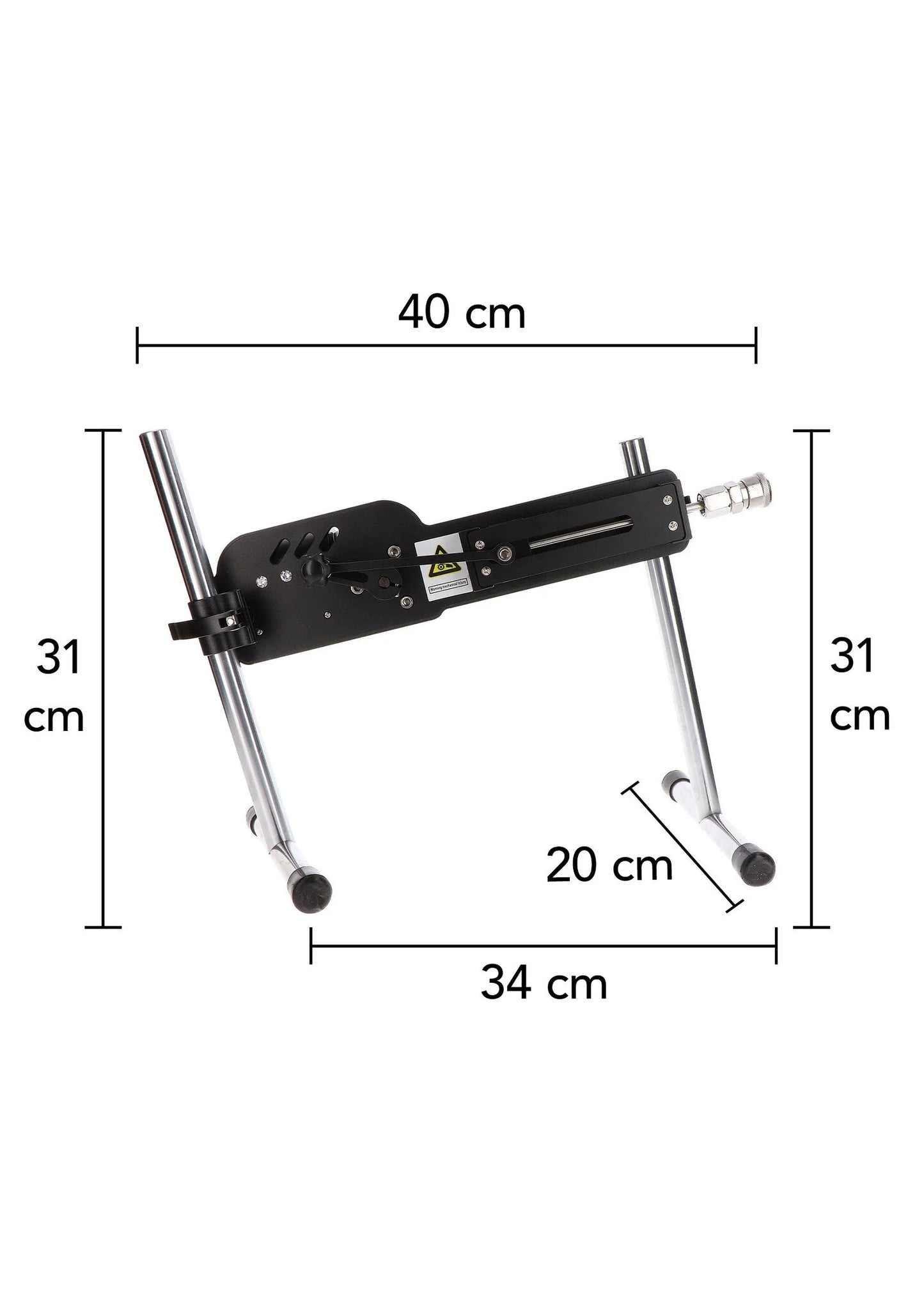 Seksmachine met afmetingen: 40 cm breed, 31 cm hoog, 34 cm lang