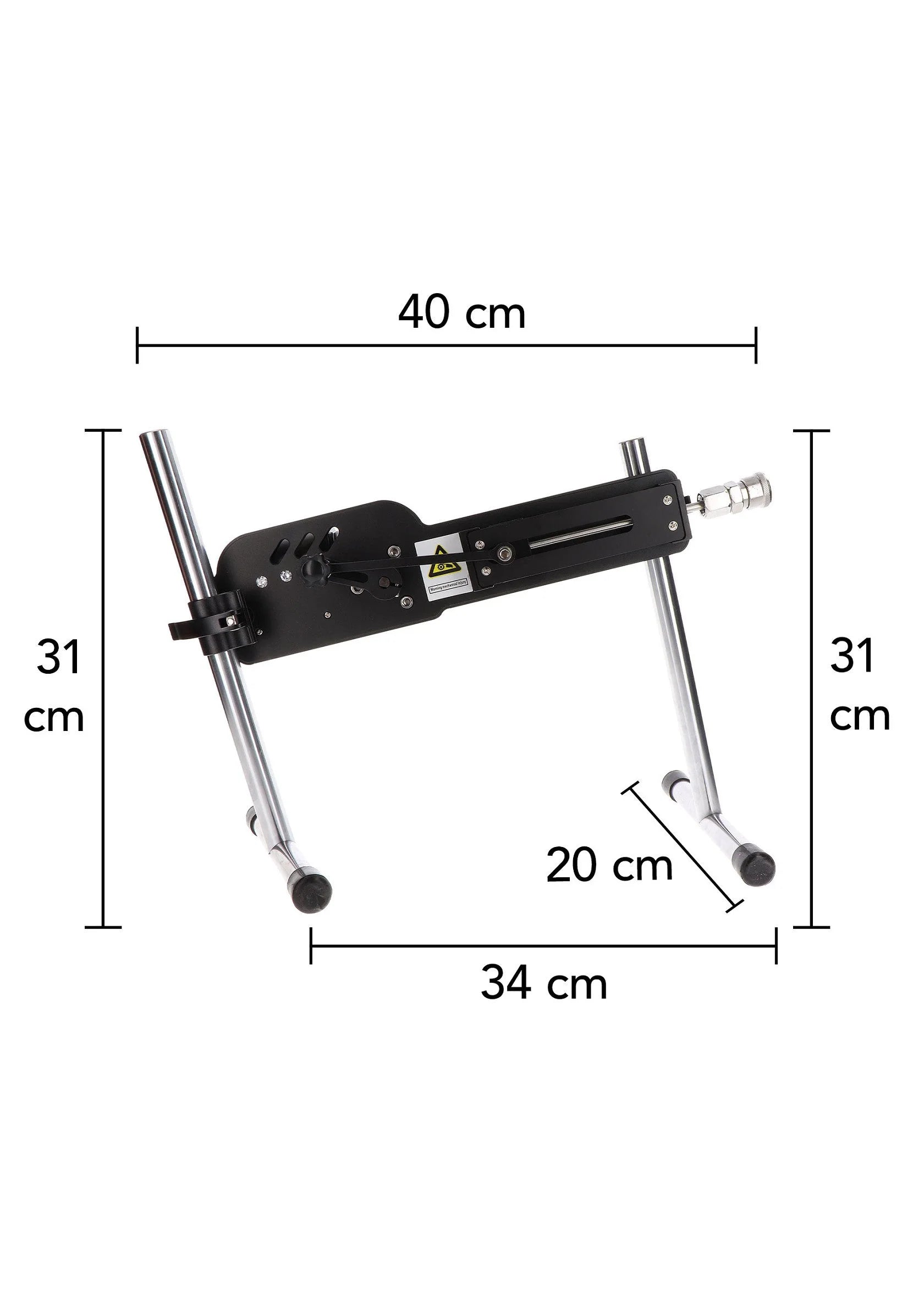 Seksmachine met afmetingen: 40 cm breed, 31 cm hoog, 34 cm lang