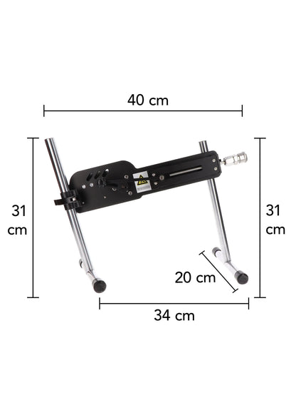 Seksmachine met afmetingen: 40 cm breed, 31 cm hoog, 34 cm lang