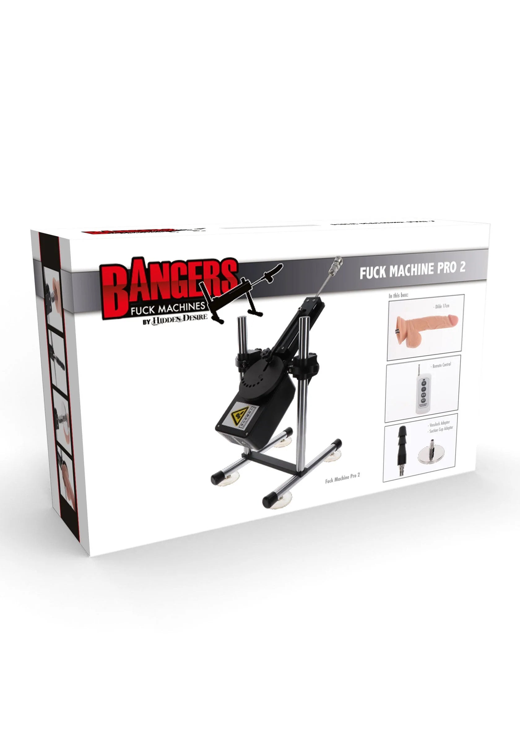 Verpakkingsdoos van Hidden Desire-seksmachine met productfoto en opties