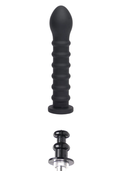 Zwarte geribbelde plug met Easy-Lock onderkant en ronde voet
