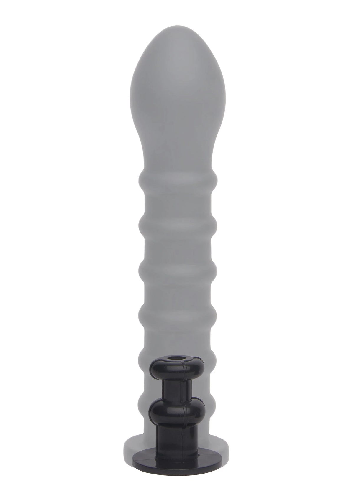 Ribbelde anale plug van grijs siliconen, taps toelopende vorm met Easy-Lock basis