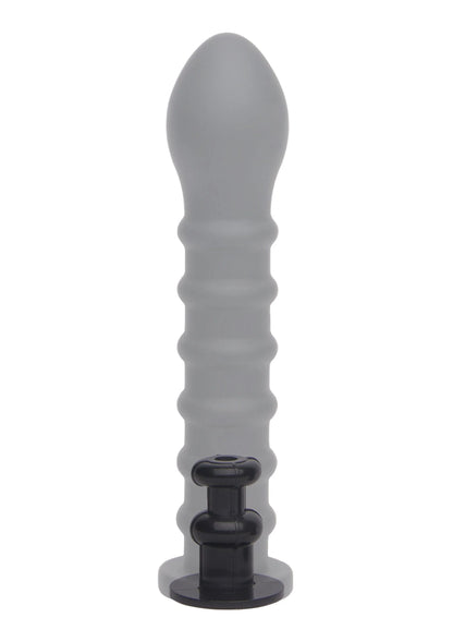 Ribbelde anale plug van grijs siliconen, taps toelopende vorm met Easy-Lock basis