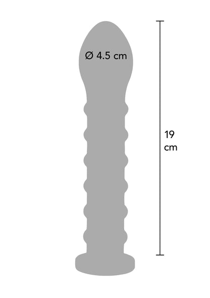 Zwarte geribbelde plug, Ø 4,5 cm en 19 cm hoogte (silhouet)