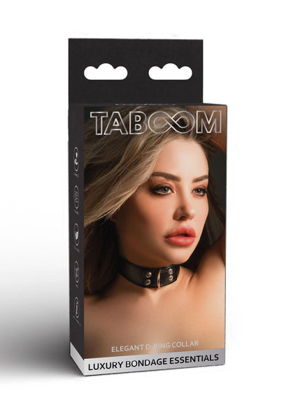 Taboom productverpakking: elegante D-ring halsband in zwart