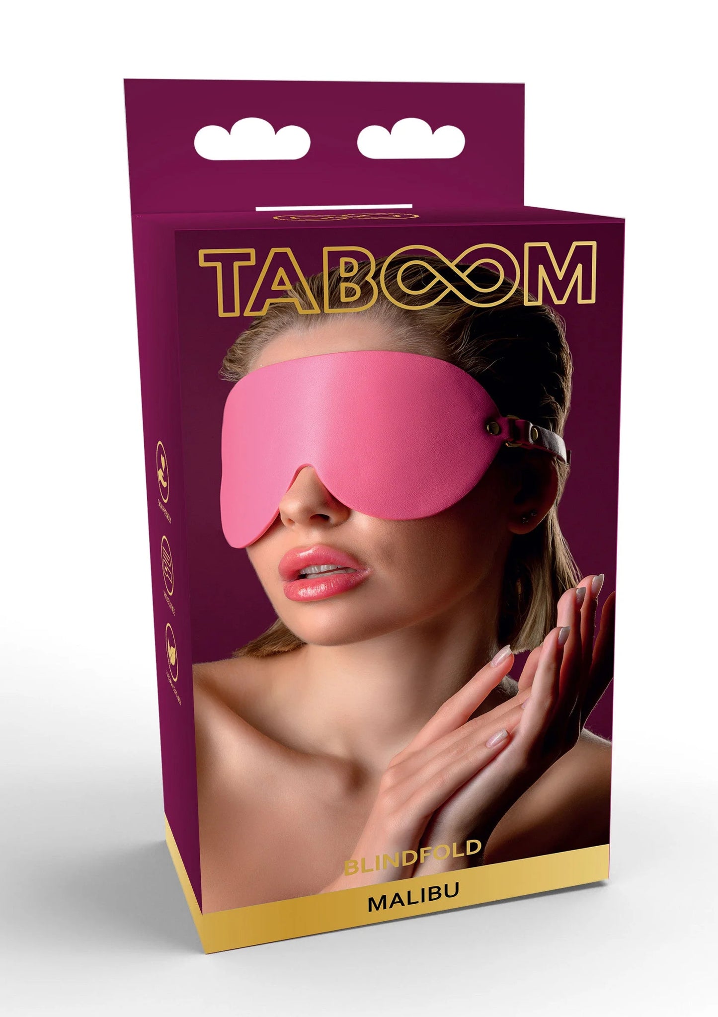 Taboom Malibu blinddoekverpakking met roze oogmasker en merknaam