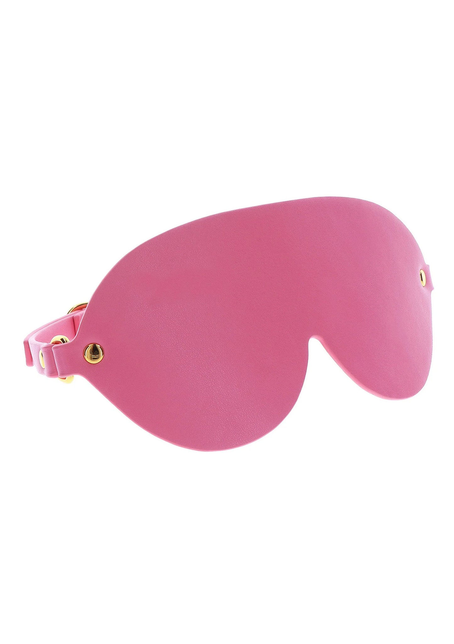 Roze oogmasker met brede ooguitsparing en verstelbare band met goudkleurige details