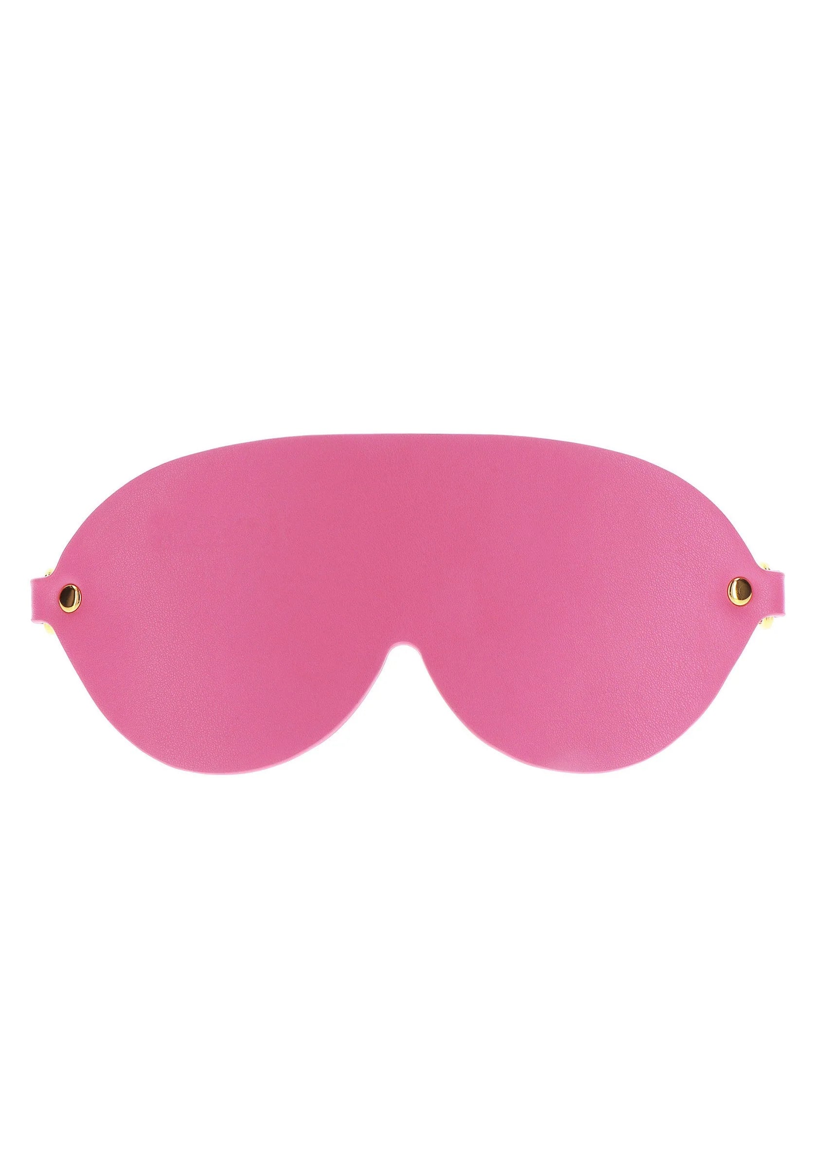 Roze blinddoek met ronde ooguitsparing en goudkleurige bevestigingen
