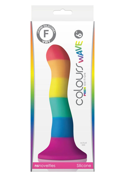 NS Novelties siliconen wave-dildo met regenboogstrepen in doos