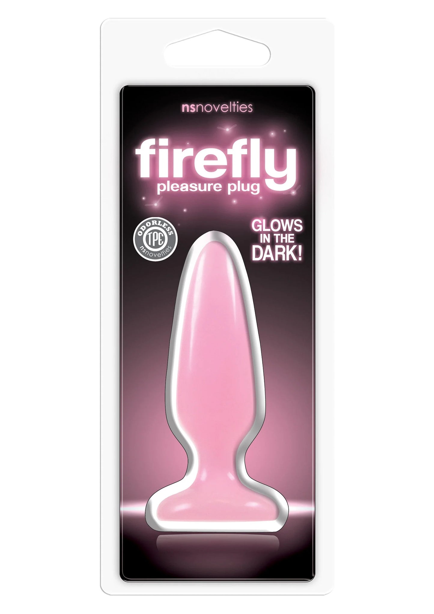 Roze Firefly pleasure plug met kraagvormige voet in verpakking
