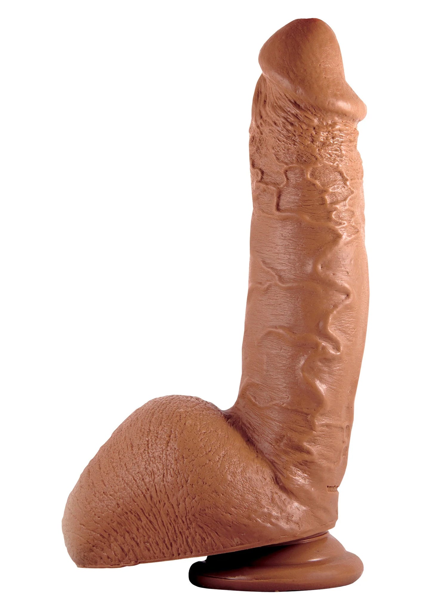 Realistische bruine dildo met reliëf en brede voet