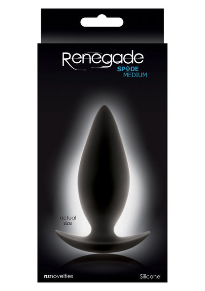 Renegade Spades Medium siliconen anale plug op zwarte verpakking
